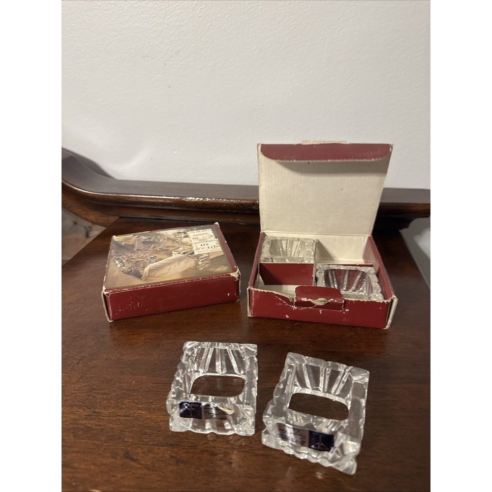 8 Pc. Crystal Clear Industries Square Napkin Rings Holders Lot, Poland 24%